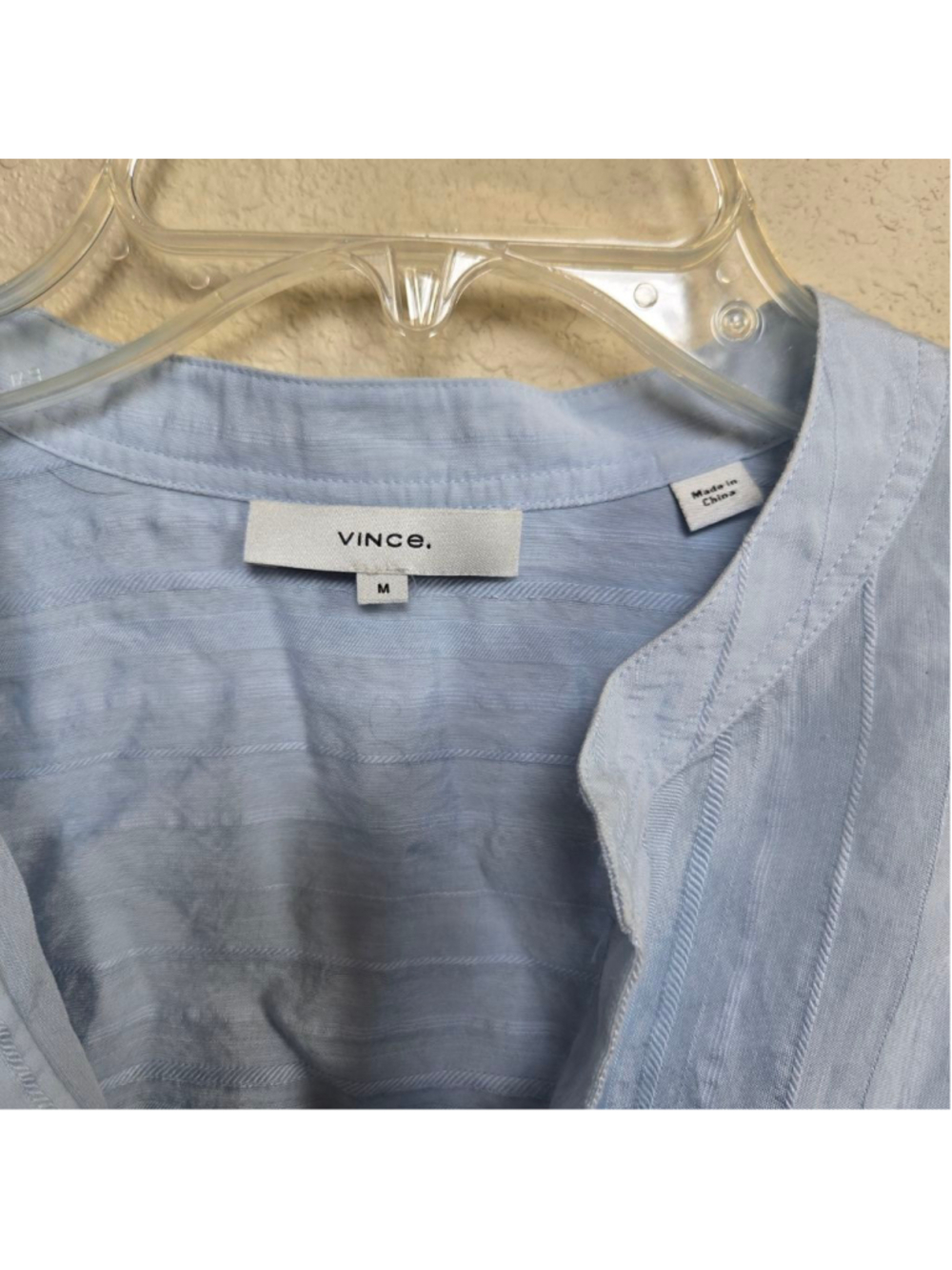 Vince Powder Blue Striped Drape Blouse M - Picture 5 of 8